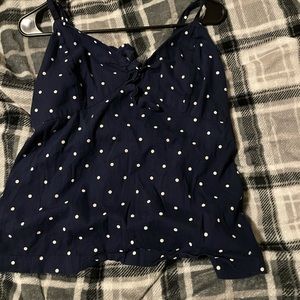 Blue and white polka dot tank top with bow!